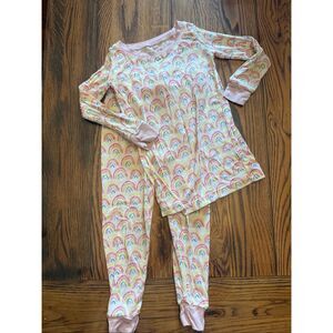 Little Sleepies Pink Yellow Pastel Rainbow Bamboo Pajama Set Size 18-24 Months